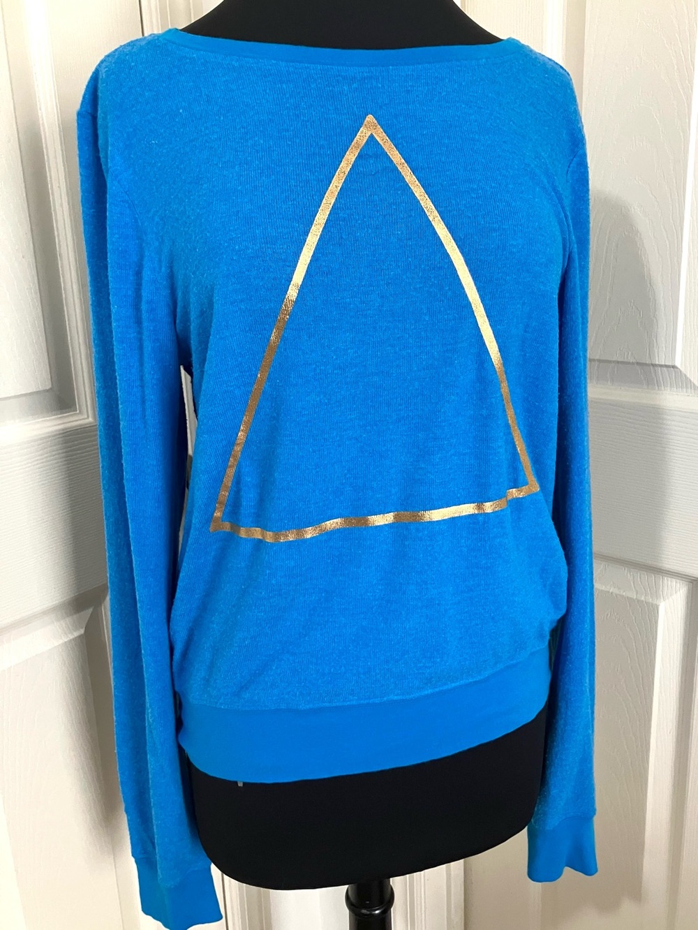 NWT RARE Wildfox Couture “Gold Triangle” BBJ Relaxed Sweatshirt Cerulean Blue